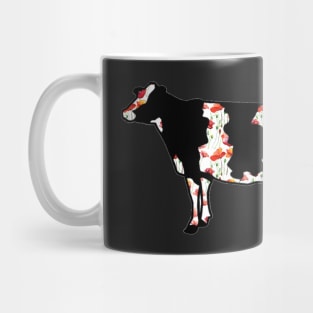 Watercolor Poppy Dairy Cow Silhouette  - NOT FOR RESALE WITHOUT PERMISSION Mug